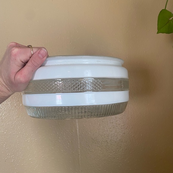 Vintage Ceiling Light Fixture Bullseye Frosted Shade - Picture 3 of 6